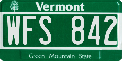 VT license plate WFS842