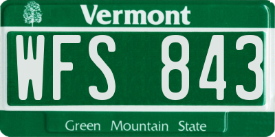 VT license plate WFS843