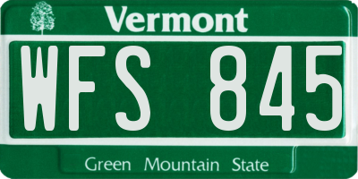 VT license plate WFS845