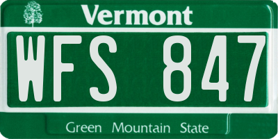VT license plate WFS847