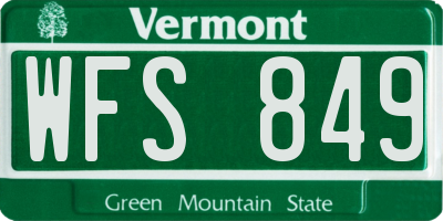 VT license plate WFS849