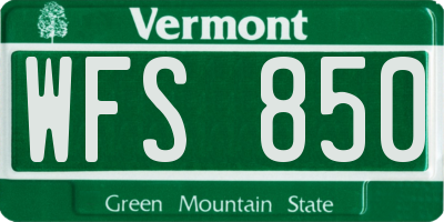 VT license plate WFS850