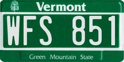 VT license plate WFS851