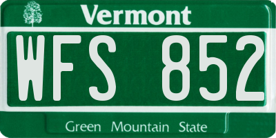 VT license plate WFS852