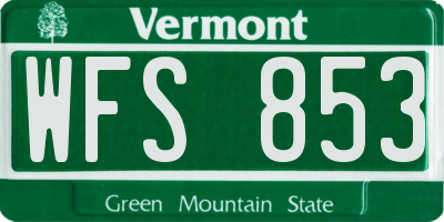 VT license plate WFS853