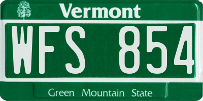 VT license plate WFS854