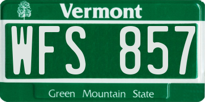 VT license plate WFS857