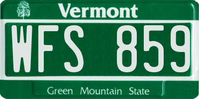 VT license plate WFS859