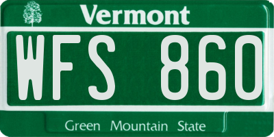 VT license plate WFS860