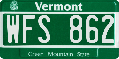 VT license plate WFS862