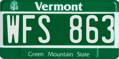 VT license plate WFS863