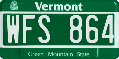 VT license plate WFS864