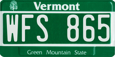 VT license plate WFS865