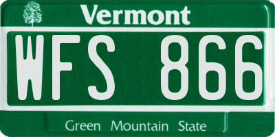 VT license plate WFS866