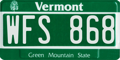 VT license plate WFS868