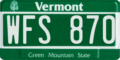 VT license plate WFS870