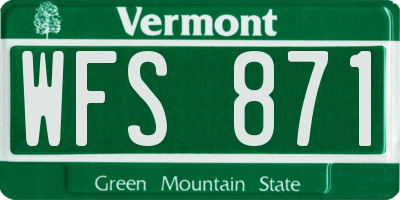 VT license plate WFS871