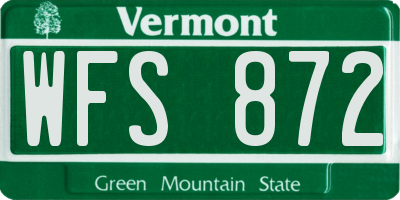 VT license plate WFS872