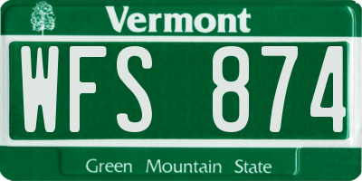 VT license plate WFS874