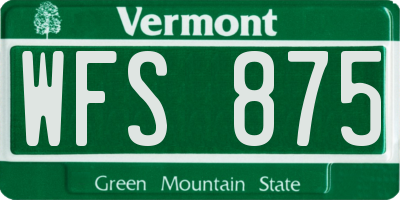 VT license plate WFS875