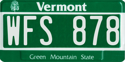 VT license plate WFS878
