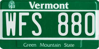 VT license plate WFS880