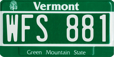 VT license plate WFS881