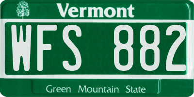 VT license plate WFS882