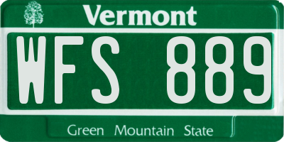 VT license plate WFS889