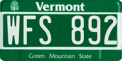 VT license plate WFS892