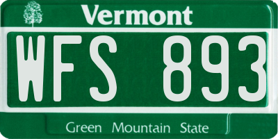 VT license plate WFS893