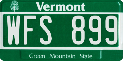 VT license plate WFS899