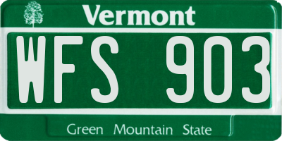 VT license plate WFS903