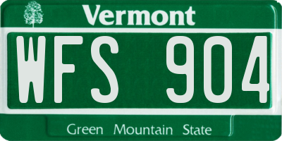 VT license plate WFS904