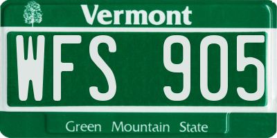 VT license plate WFS905