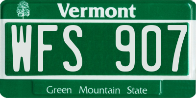 VT license plate WFS907