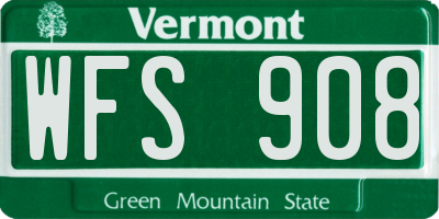 VT license plate WFS908