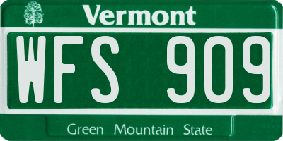 VT license plate WFS909