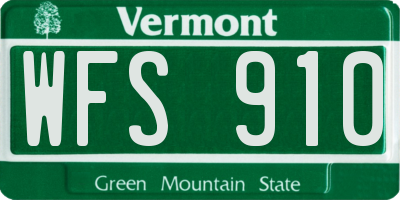 VT license plate WFS910
