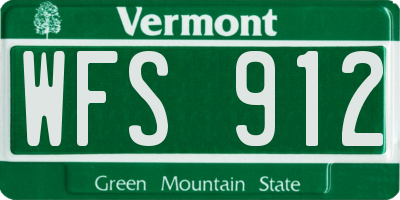 VT license plate WFS912