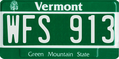 VT license plate WFS913
