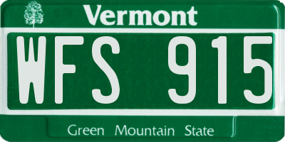VT license plate WFS915