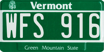 VT license plate WFS916