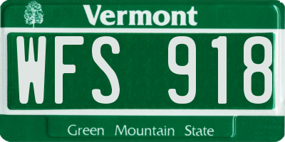 VT license plate WFS918