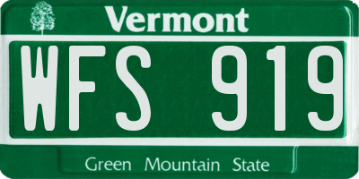 VT license plate WFS919