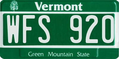 VT license plate WFS920