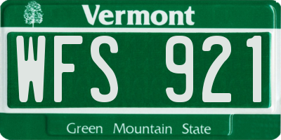 VT license plate WFS921