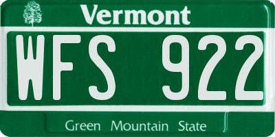 VT license plate WFS922