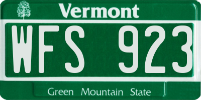 VT license plate WFS923
