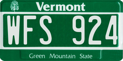 VT license plate WFS924